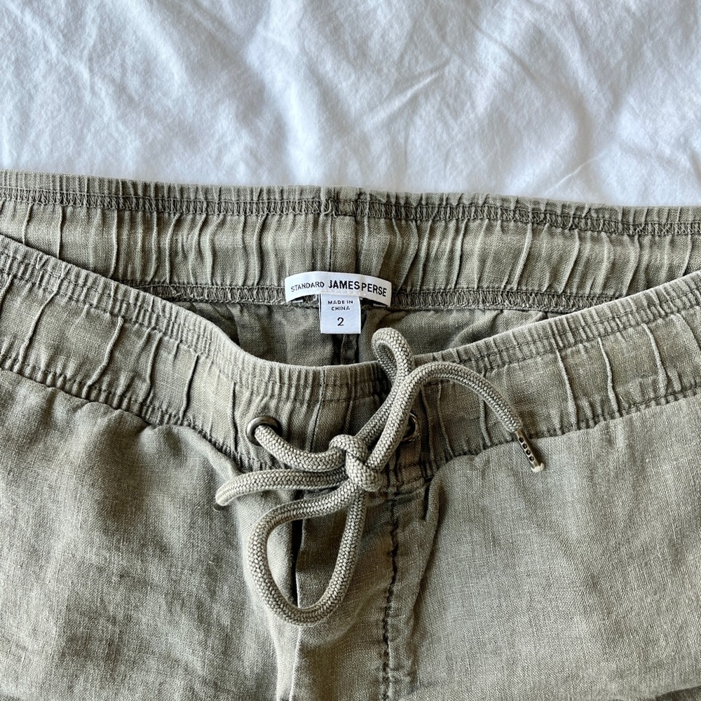 James Perse Linen Shorts Green 2